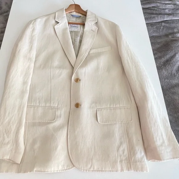 Tommy Bahama Linen Preppy Coastal KhakiJacket Blazer Sports Double Vented Medium
